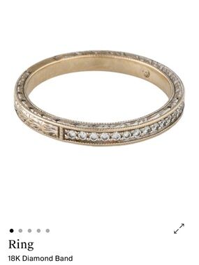 Stacking Ring stamped 18k Gold Diamond half eternity band size 5.5 milgrain